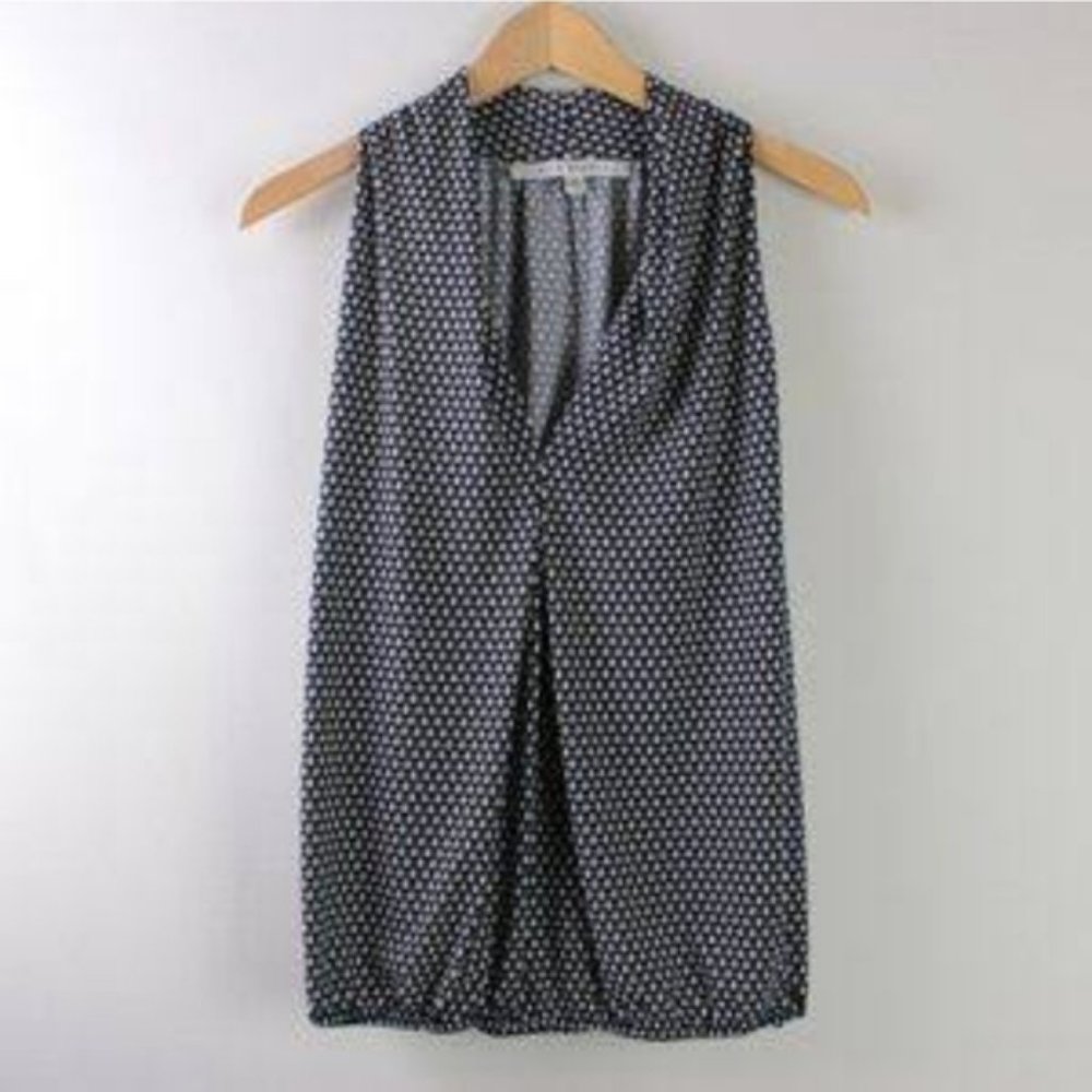 Max Studio Sleeveless Black and White Polka Dot Flowy Top